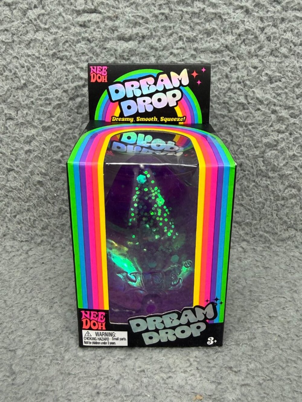NeeDoh Dream Drop Purple Glitter Squishy Squeeze Fidget Toy Schylling Authentic